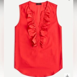 J.Crew Ruffle-Front Top in Satin Crepe - Size M